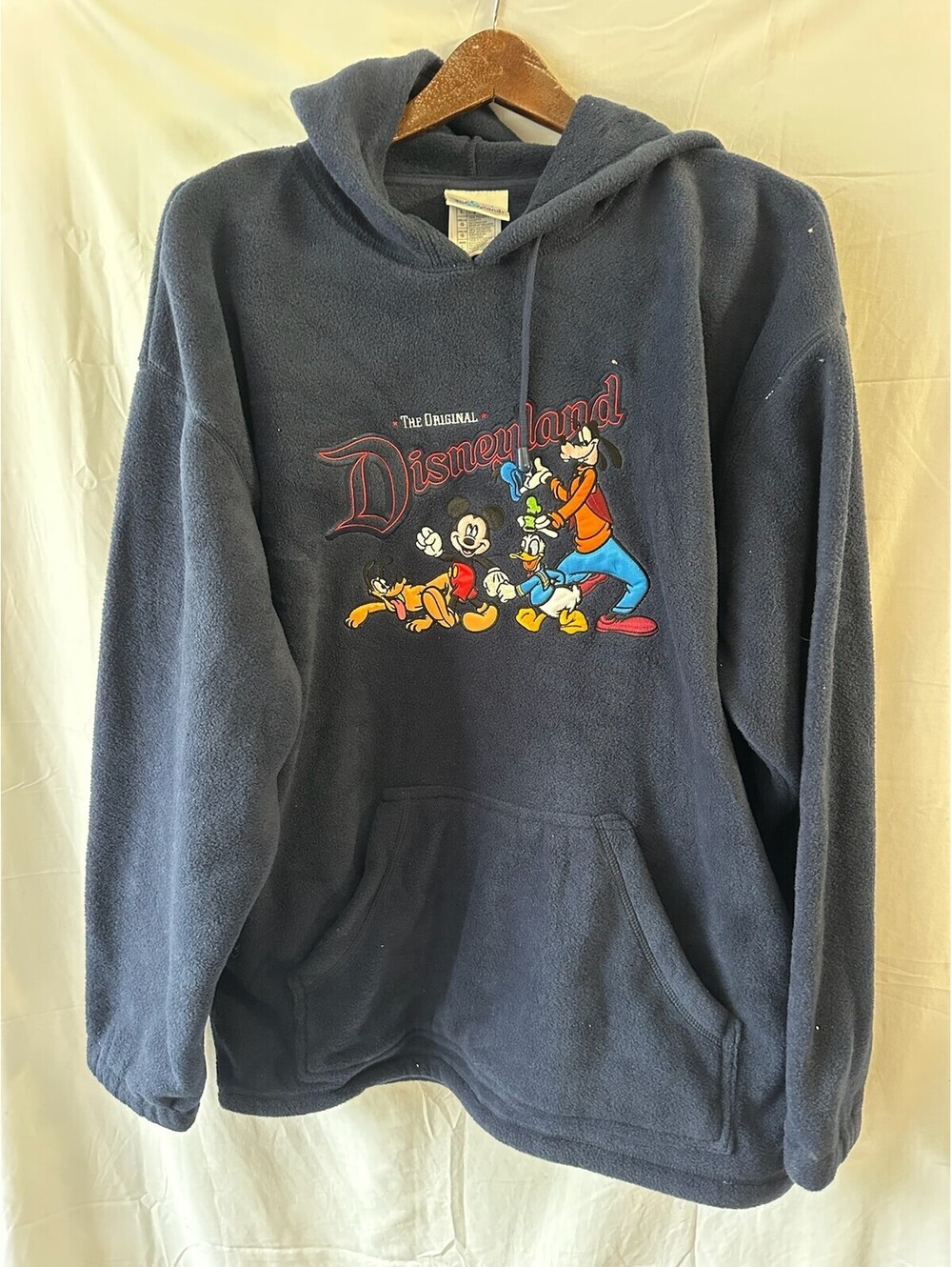 Disneyland Resort Fleece Hoodie Men's Large Mickey & Friends Navy Blue E-6